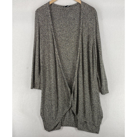 Eileen Fisher Sweaters - EILEEN FISHER Cardigan PL Rayon Marled Duster Open Front Long Sleeve Black USA